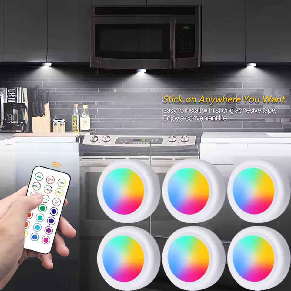 RGB LED-skåpbelysning med fjärrkontroll, batteridriven